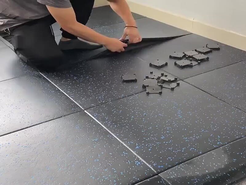 rubber gym flooring adhesive application
